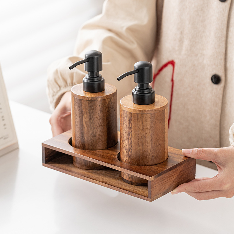 Luxury Skincare Tray - Пустые бутылки прессового типа из орехового