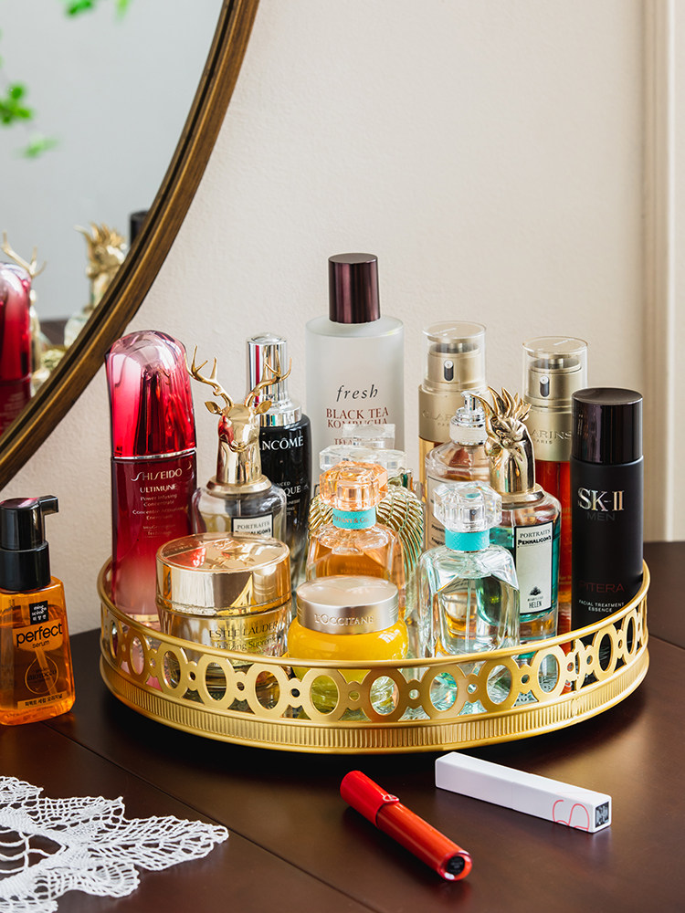 Luxury Skincare Tray - Элитный латунный вращающийся поднос для хранения