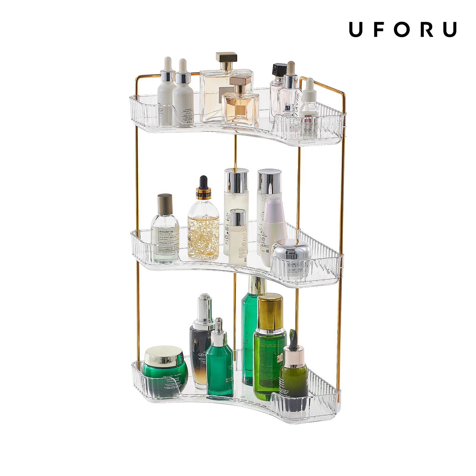 Luxury Skincare Tray - Трехуровневая прозрачная угловая полка-органайзер для ванной