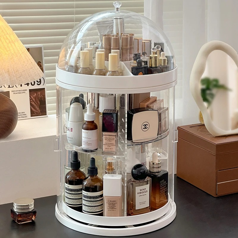 Luxury Skincare Design - Вращающийся акриловый косметический органайзер-пылезащитный ящик для